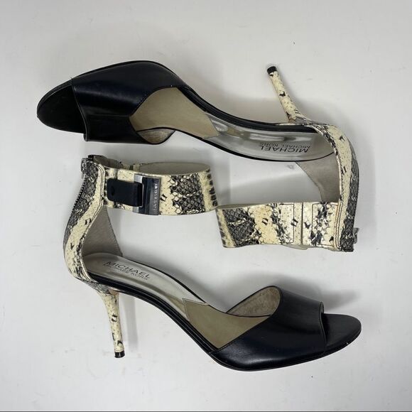 MK Michael Kors Guiliana Open Toe Snake Ankle Strap High Heels Shoe Women's 10 - Picture 4 of 9